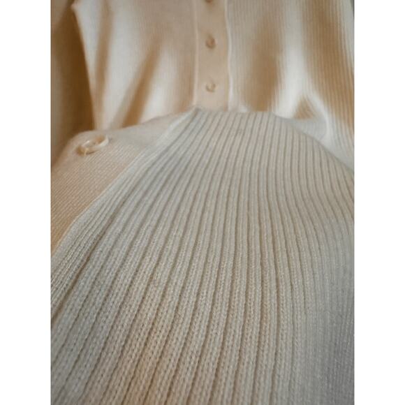 Thakoon‎ Merino Wool Ivory Button Up Turtleneck Cardigan Sz S Minimalist Preppy - Picture 9 of 16